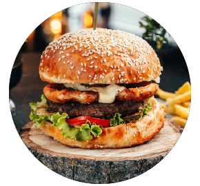 Burgers chichen, meat, fish